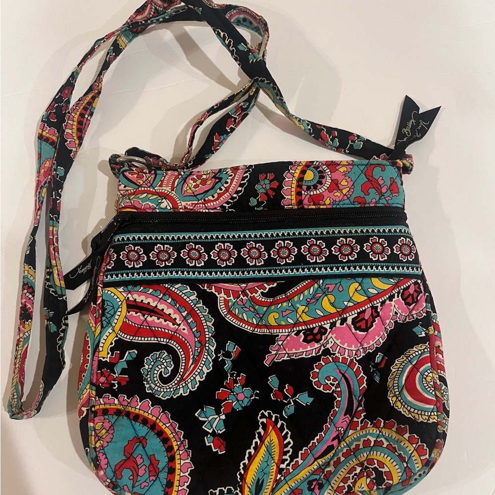 Vera Bradley Black and Pink Paisley Crossbody Bag